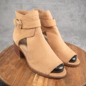 Sole Society Ankle Bootie Womens 10 Tracy Dusty Rose Suede Block Heel Peep Toe